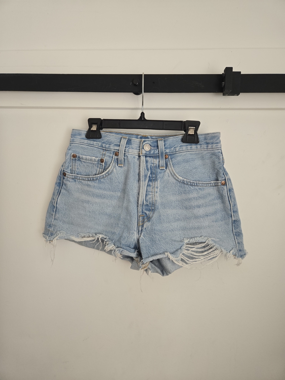 Levi's Light Blue Distressed Cutoff Denim Shorts